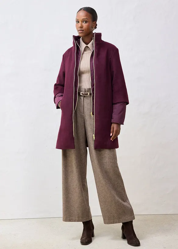 Vlněný kabát s prošívanou vnitřní bundou (2dílná souprava), bonprix