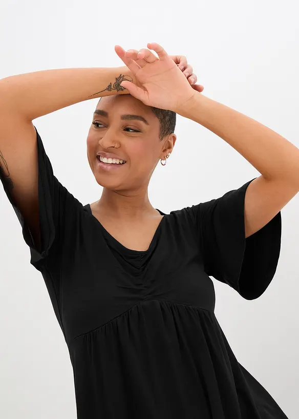 Tričko s áčkovým střihem, krátký rukáv, bonprix