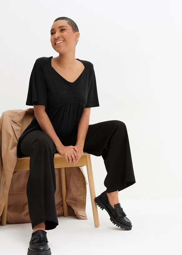 Tričko s áčkovým střihem, krátký rukáv, bonprix