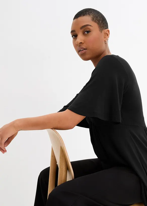 Tričko s áčkovým střihem, krátký rukáv, bonprix