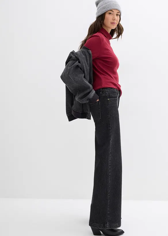 Džíny Wide Leg, Mid Waist, plná délka, bonprix