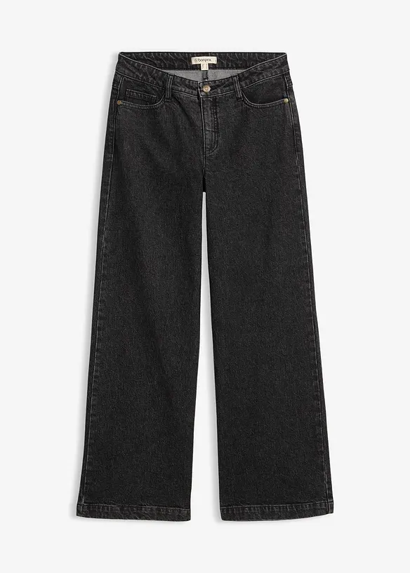 Džíny Wide Leg, Mid Waist, plná délka, bonprix