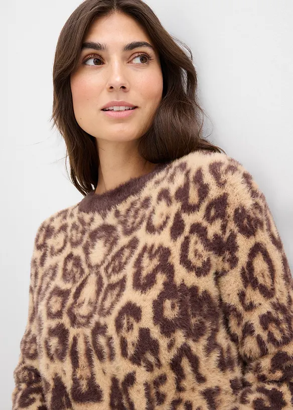 Svetr ze silnější pleteniny z měkké péřové příze, bonprix