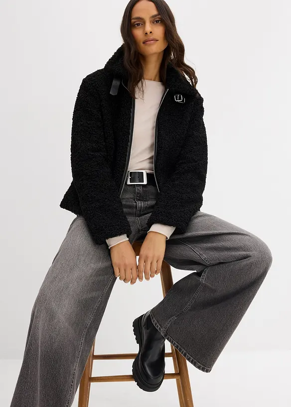 Bunda z umělé kožešiny z plyšového flísu, bonprix