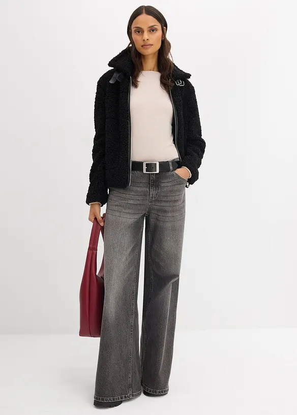 Bunda z umělé kožešiny z plyšového flísu, bonprix