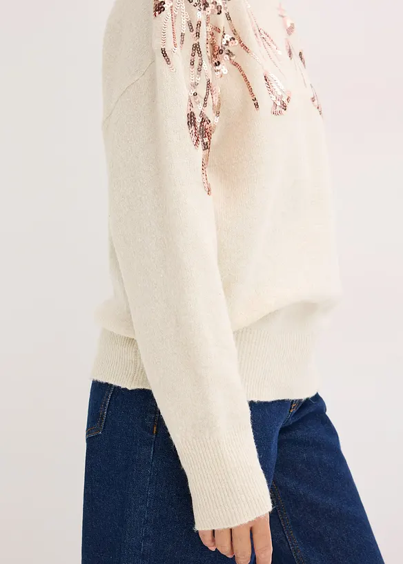 Oversized svetr s pajetkami, bonprix