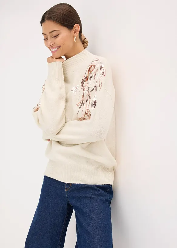 Oversized svetr s pajetkami, bonprix