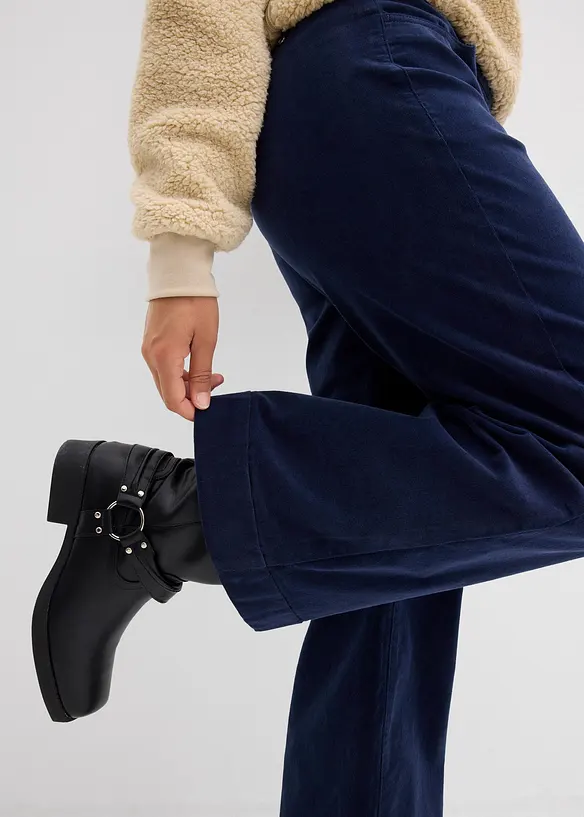 Široké strečové manšestrové kalhoty, High Waist, bonprix