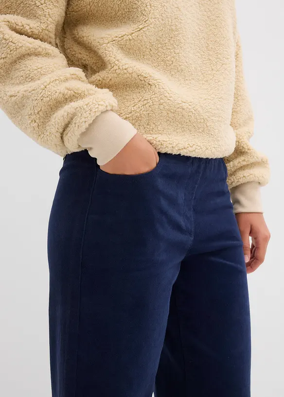 Široké strečové manšestrové kalhoty, High Waist, bonprix