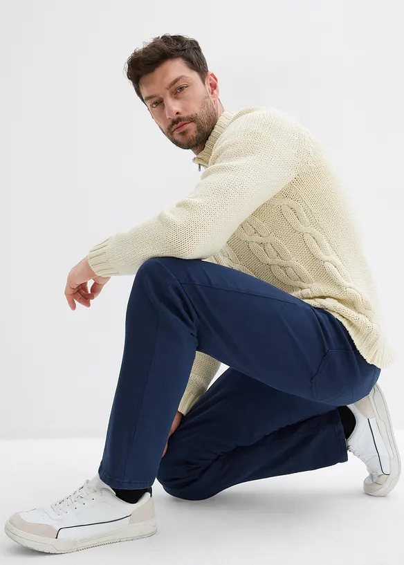 Strečové termo kalhoty Regular Fit, Straight, hebce měkká flanelová podšívka, bonprix