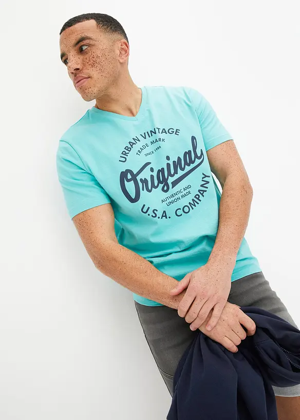 Tričko s výstřihem do V, z čisté bavlny, bonprix