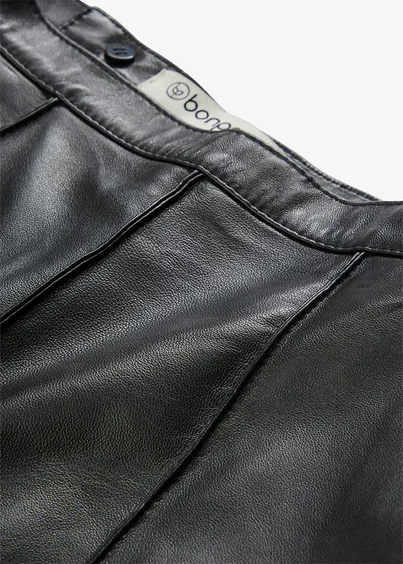 Rozšířená kožená sukně z jehněčí kůže nappa, bonprix