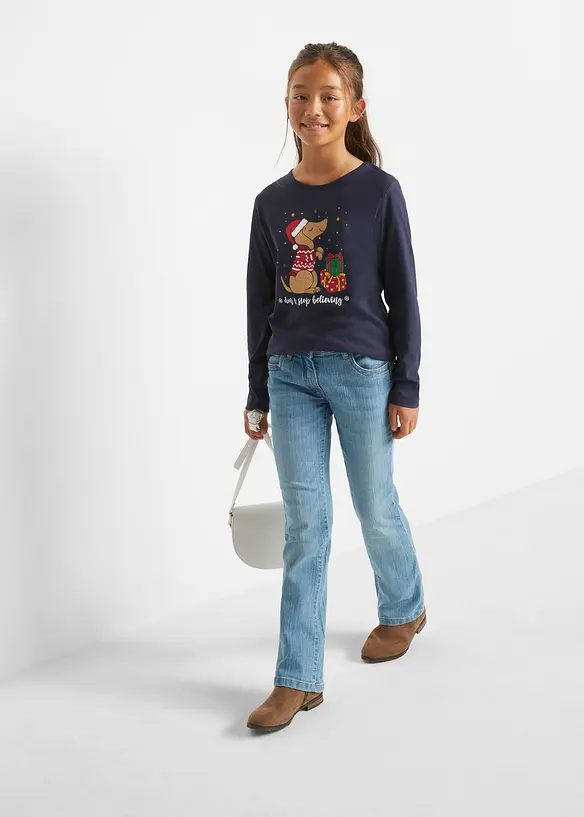Dívčí triko s dlouhým rukávem z organické bavlny (2 ks v balení), bonprix