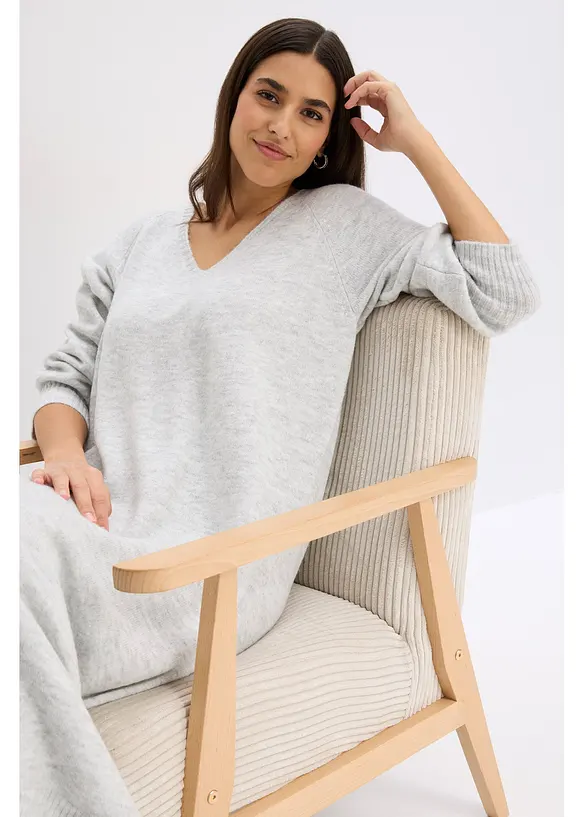 Oversize pletené šaty v délce midi, bonprix