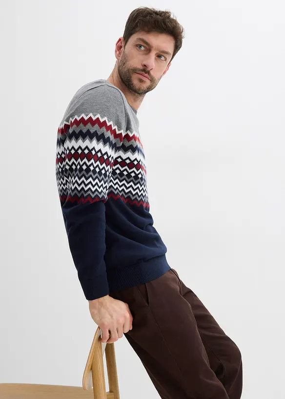 Svetr s norským vzorem a bavlnou, bonprix