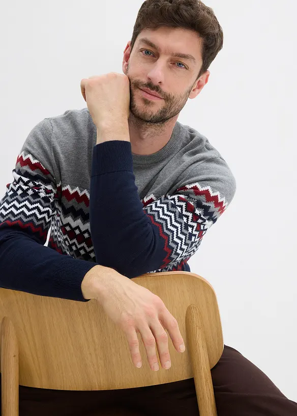 Svetr s norským vzorem a bavlnou, bonprix