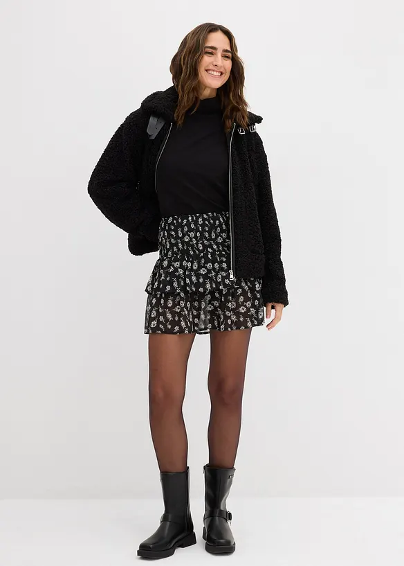 Volánová sukně ze strukturovaného materiálu se zmačkanou úpravou, bonprix