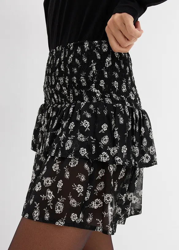 Volánová sukně ze strukturovaného materiálu se zmačkanou úpravou, bonprix