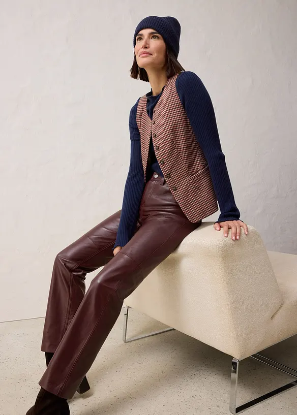 Kožené kalhoty z jehněčí kůže nappa, bonprix