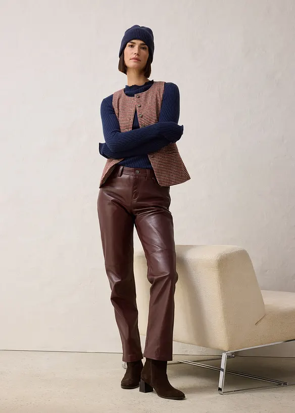 Kožené kalhoty z jehněčí kůže nappa, bonprix