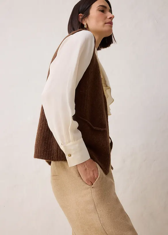 Vlněné kalhoty se vzorem rybí kosti, bonprix