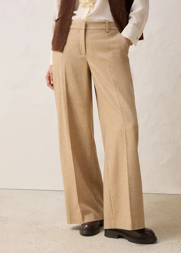 Vlněné kalhoty se vzorem rybí kosti, bonprix