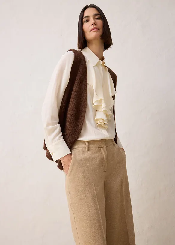 Vlněné kalhoty se vzorem rybí kosti, bonprix