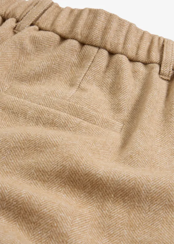 Vlněné kalhoty se vzorem rybí kosti, bonprix