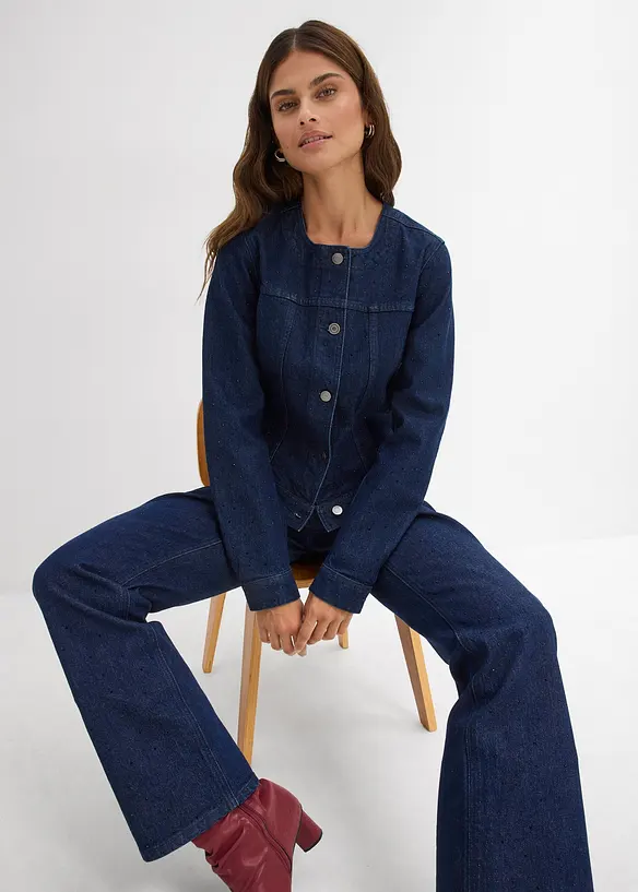 Džínová bunda se štrasovými kamínky, bonprix