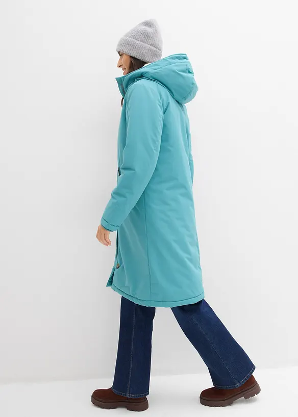 Zimní kabát s medvídkovou kožešinou na kapuci, bonprix