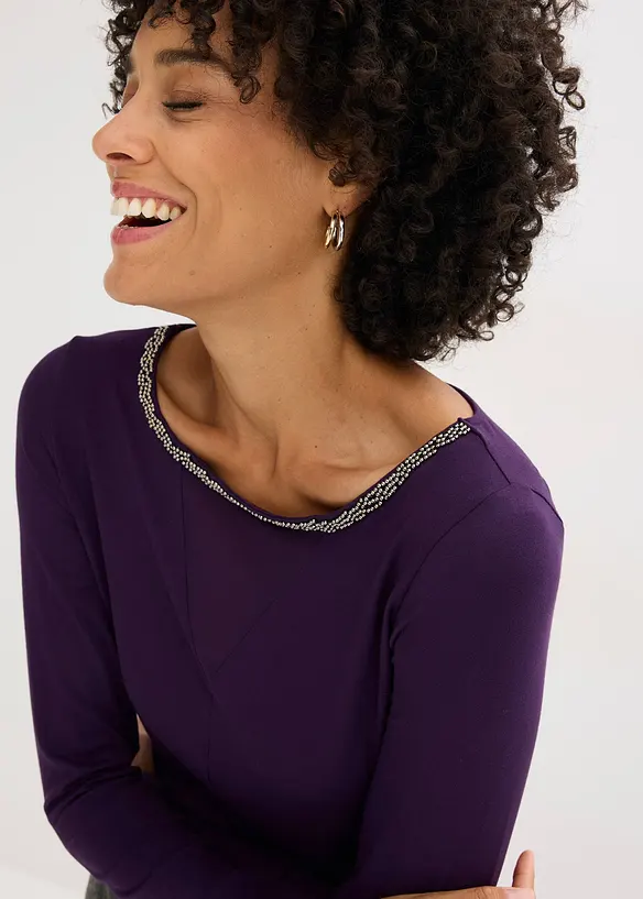 Tričko se síťovanou vsadkou a třpytivými kamínky, bonprix