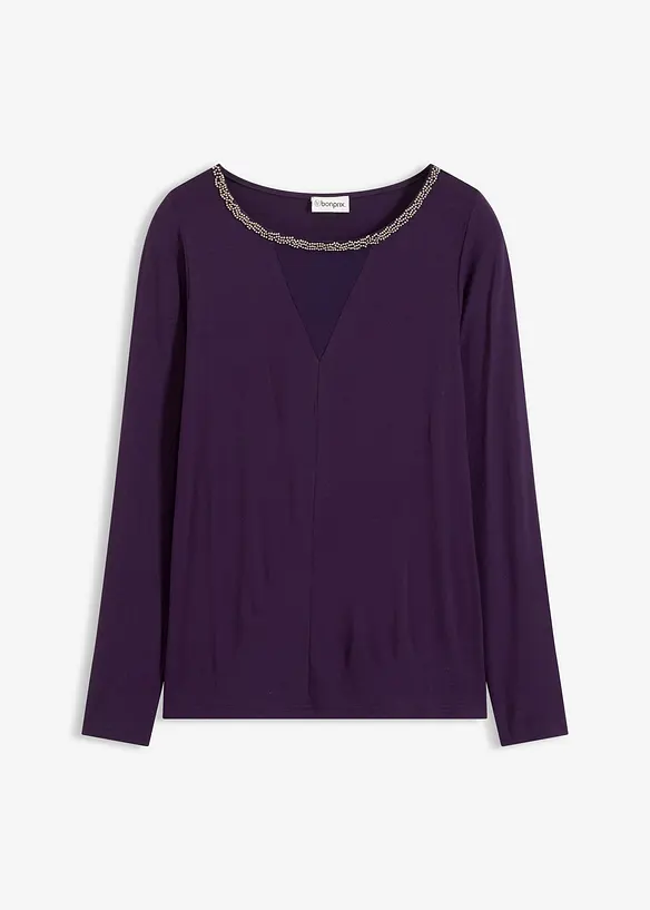 Tričko se síťovanou vsadkou a třpytivými kamínky, bonprix