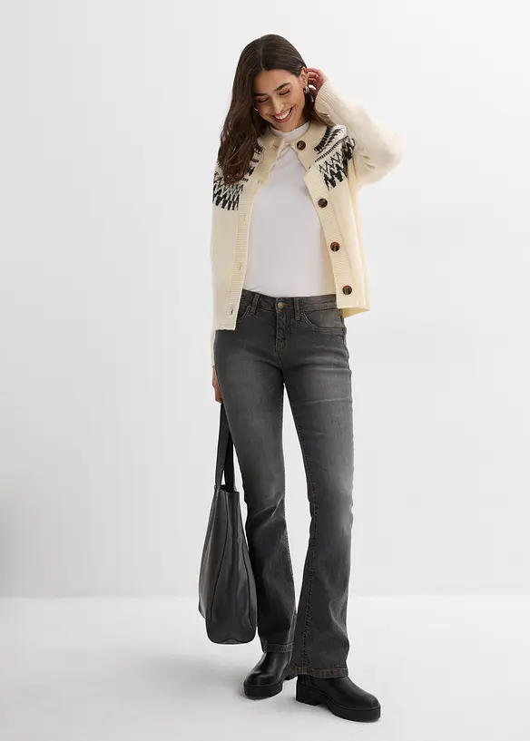 Pletený kabátek s norským vzorem, bonprix