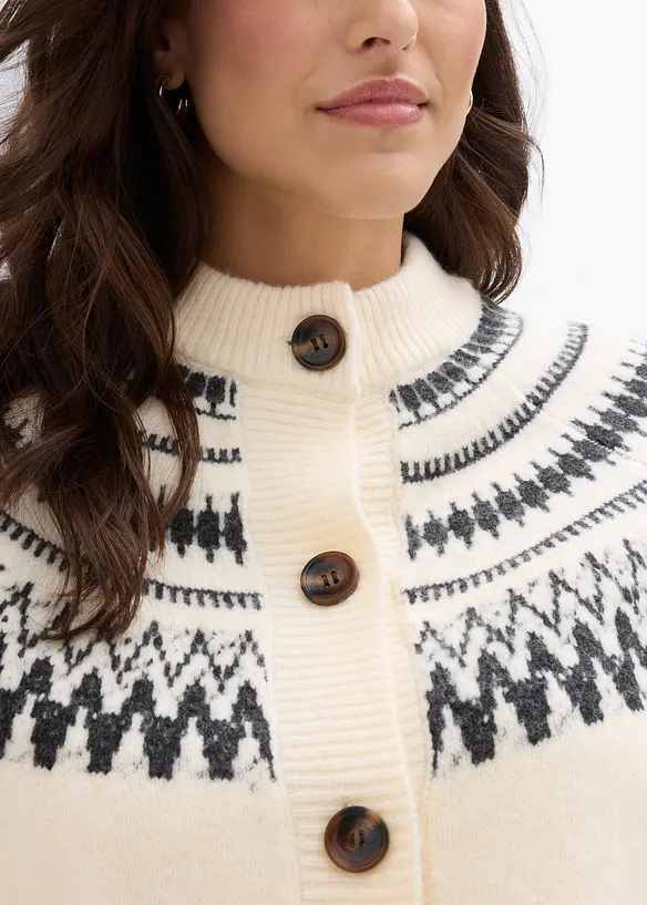 Pletený kabátek s norským vzorem, bonprix