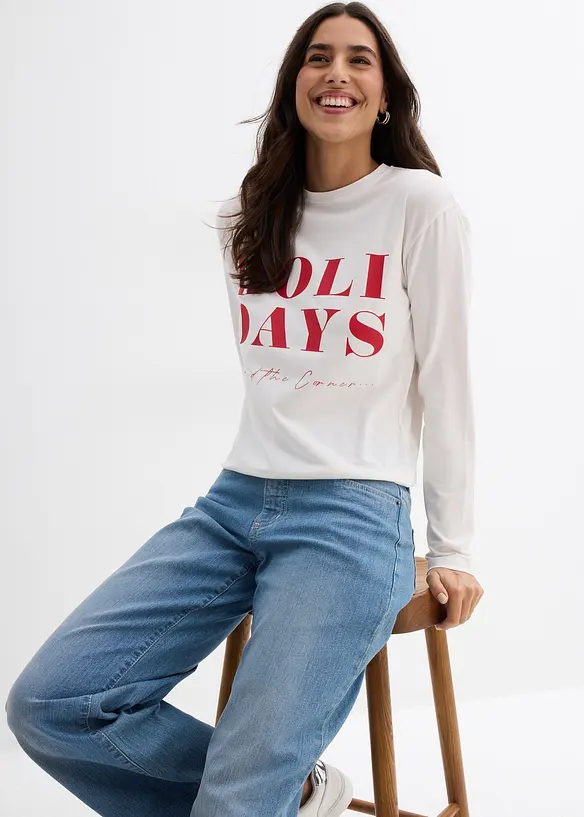 Tričko s dlouhým rukávem, ze směsi s organickou bavlnou, bonprix