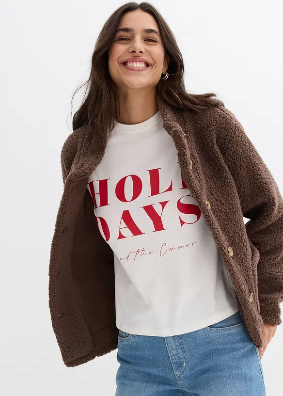 Tričko s dlouhým rukávem, ze směsi s organickou bavlnou, bonprix