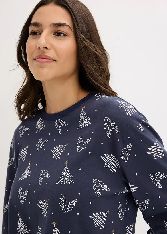 Pyžamo z čisté bavlny, se třpytivým potiskem, bonprix