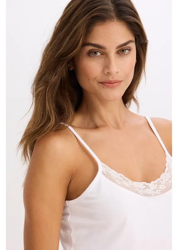 Spodní košilka s organickou bavlnou a krajkou (2 ks v balení), bonprix