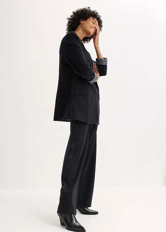 Kalhoty bez zapínání, z materiálu Punto di Roma, se třpytivými kamínky, bonprix