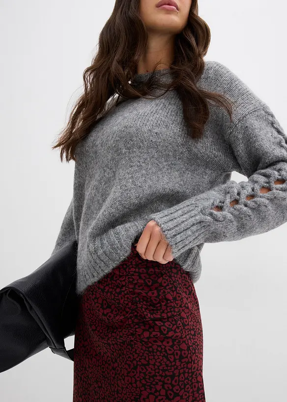 Midi sukně ze splývavé viskózy, bonprix