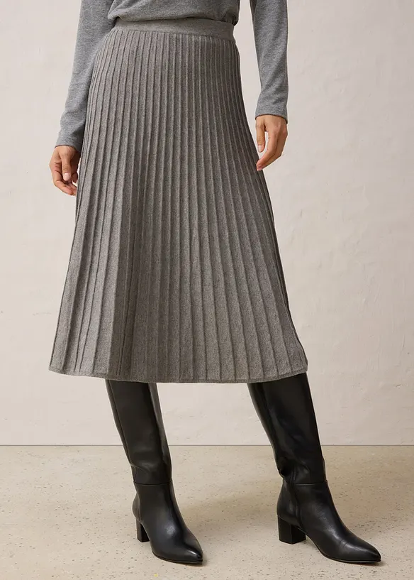 Pletená sukně s vlnou merino, bonprix