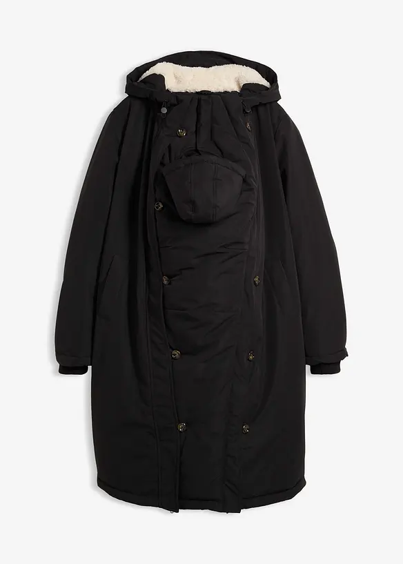 Zateplený těhotenský kabát se vsadkou na nošení miminka 3 v 1, bonprix