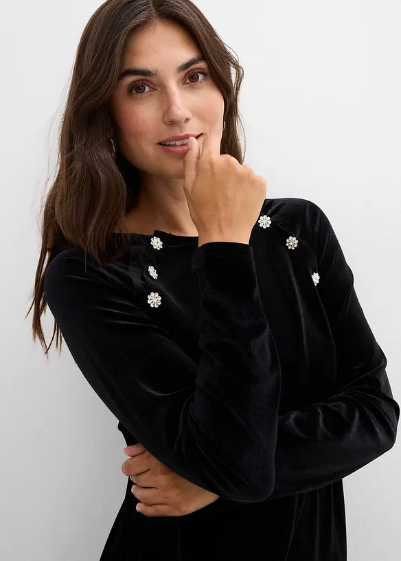 Slavnostní těhotenské a kojicí šaty z měkkého sametu, 2 v 1, bonprix