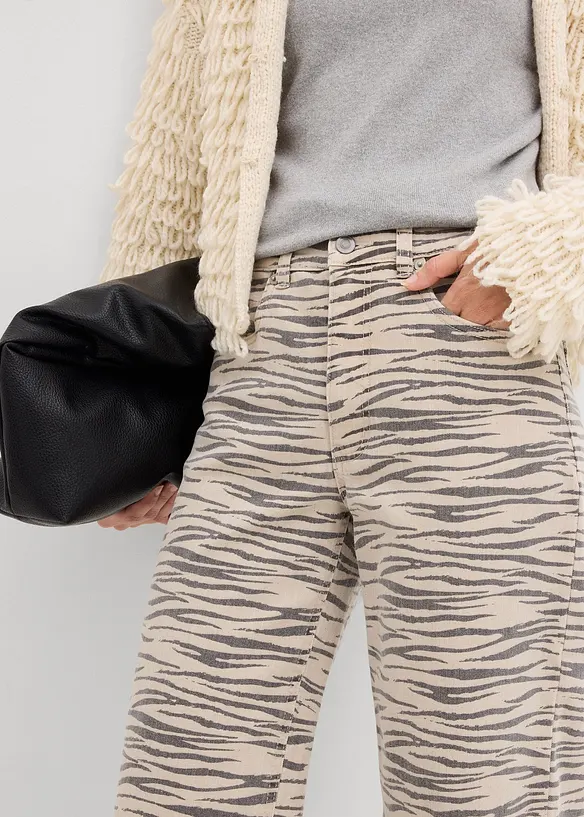 Keprové kalhoty z elastické bavlněné směsi, bonprix