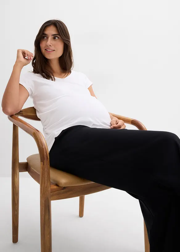 Těhotenské kalhoty se širokými nohavicemi, z pohodlného materiálu Punto di Roma, bonprix