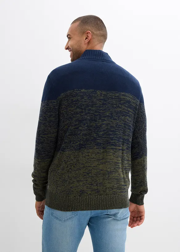 Svetr s límečkem na zip, z hrubé pleteniny s bavlnou, bonprix