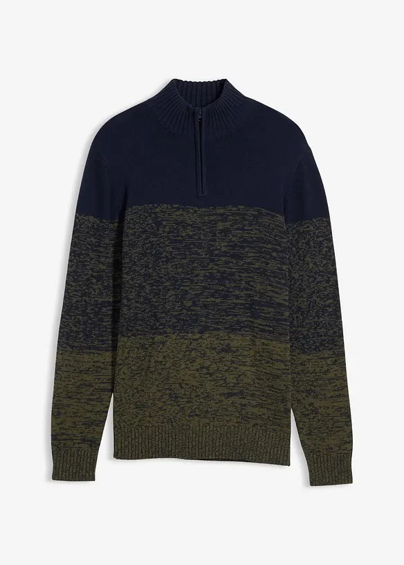 Svetr s límečkem na zip, z hrubé pleteniny s bavlnou, bonprix