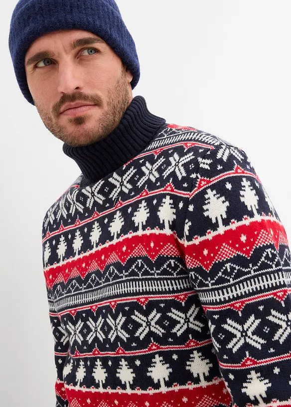 Svetr s norským vzorem a rolákovým límcem, bonprix