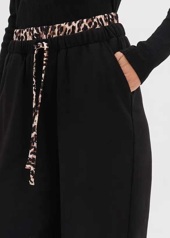 Široké teplákové kalhoty s kontrastním pasem, bonprix