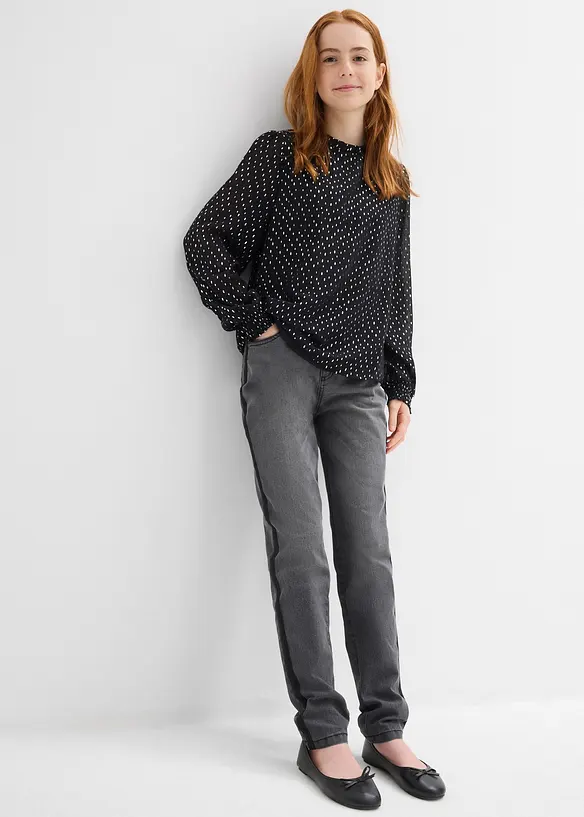 Šifónová halenka s rýškovým límečkem, bonprix